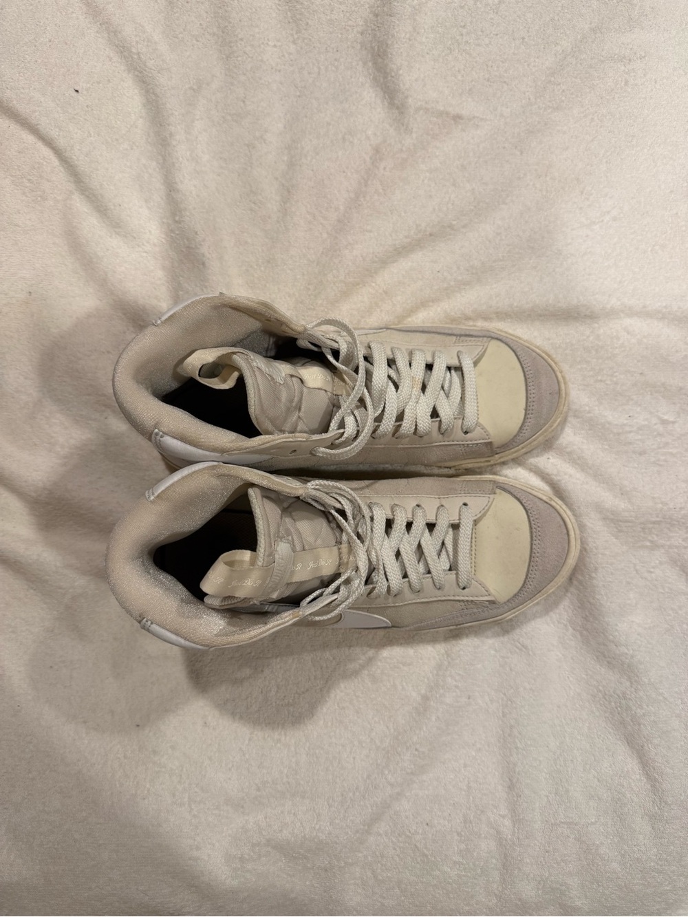 Nike High-Top Sneakers in Cream and White - Picture 3 of 4